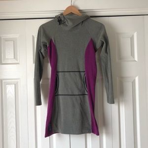 Melanzana Micro Grid Hoodie Dress Purple/Grey